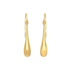 A lovely teardrop design adorns these 14k gold drop earrings. These French wire back earrings come in a elegant gift box14K Yellow GoldPolished Finish French wire back Dimensions 45x7 mmWeight in Grams: 1.2 gr Stamped Earrings, Leverback Earrings, French Wire, Travel Jewelry, Drop Earring, Gold Drop Earrings, Ear Jewelry, Elegant Gift, Piercing Jewelry