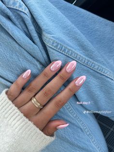 Nails Pink Chrome French, Colored French Tip Nails Pink, Chrome Simple Nails, Nail Inspo Trendy French Tip, French Nails Biab, Biab Chrome Nails, Pink Tip Chrome Nails, Back To School Simple Nails, Baby Pink Tip Nails