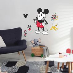 mickey mouse wall decals in a child's room