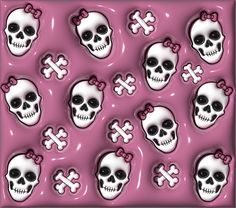 a pink background with skulls and bows on it