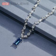 Brand:GIGAJEWE® Product Name:GIGAJEWE Total 33.6ct Plated 18K White Gold Necklace  8*16mm Blue Baguette Cut Moissanite Necklace ,Gold Necklace,Women Gifts Main Stone Material:Moissainte Stone  item:Blue moissanite necklace one piece Shape:Baguette Cut ,oval cut ,pear cut Color: white D color Blue stone:6.0ct white stone:27.6ct Total:33.6ct Customization:Can select different kinds of gemstone for customization Sapphire Baguette Cut Necklace For Formal Occasions, Formal Sapphire Baguette Cut Necklace, Cubic Zirconia Baguette Cut Gemstone Necklace, Elegant Sapphire Necklace With Emerald Cut, Silver Jewelry With Baguette Diamonds In Rectangular Shape, Luxury Sapphire Jewelry With Baguette Diamonds, Sapphire Necklace With Baguette Cut For Gifts, Sapphire Necklace Baguette Cut For Gift, Sapphire Baguette Cut Necklace For Gift