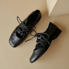 Black Lace-up Shoes With Leather Sole And Square Toe, Block Heel Loafers, Pumps Shoes, Kitten Heel Pumps, Heels Pumps, Shoes Heels Pumps, Heeled Loafers, Leather Items, Pump Shoes