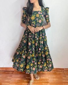 Shop & Share 🛍️ Beautiful Super Quality Western Dress 👗 Price : 750+$ 🤍 Manufacturing Products 📌 DM TO ORDER 💕 ORIGINAL DRESSES AT AFFORDABLE PRICE 😍 TRUSTED SELLER SINCE 2022 💯 COD & ONLINE PAYMENT ✔️ FOLLOW & JOIN WHATSAPP CHANNEL FOR EXCLUSIVE COLLECTION 😍 MUST CHECK HIGHLIGHTS 💗 A259 Introducing our latest essential: the Green Floral Dress. Crafted for comfort, this easy-breezy dress features a delightful floral print. With a charming back knot detail and playful frill at the bottom,... Hair Style On Saree, Simple Dress Casual, Simple Frock Design, Long Frock Designs, Alaska Fashion, Floral Frocks, Long Gown Design, Simple Frocks, Anarkali Dress Pattern