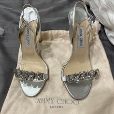 In Great Condition! Bought These On Posh For My Sister’s Wedding, She Ended Up Only Wearing Them 4 Hours For Her Bridal Shower. Reselling Because They’re Too Beautiful To Sit In The Closet! Comes With One Dust Bag. Amazing Wedding Season Shoes! Or For An Elegant Affair! Questions? Leave A Comment Below! Bridal Wedding Shoes, Embellished Heels, Jimmy Choo Shoes, Silver Crystal, The Closet, 4 Hours, My Sister, Bridal Wedding, Wedding Season