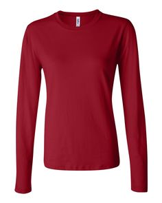 Ladies' Jersey Long-Sleeve T-Shirt - RED - 2XL | Bella + Canvas B Women's Jersey Long-Sleeve T-Shirt in Red Size 2XL | Cotton Jersey Long Sleeve, Womens Jersey, Long Sleeve Jersey, Long Sleeve Tee Shirts, Basic Outfits, Holiday Shirts, Jersey Tee, Wholesale Clothing, Women Long Sleeve