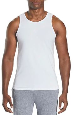 Fit & Design: Slim fit tank top Supremely soft and breathable tri-blend fabric helps you stay cool and comfy 4-way stretch fabric moves where you move Reinforced shoulder seams deliver a chafe-free fit Tagless design keeps you free of distractions Pack of 2 tank tops Stretch Cotton Sports Tank Top, Sporty Cotton Tank Top With Medium Support, Stretch Cotton Sportswear Tank Top, White Cotton Tank Top For Training, Solid Cotton Tank Activewear, Solid Cotton Tank Top Activewear, Stretch Cotton Tank Top For Sports, Crew Neck Cotton Tank Top For Training, Flexible Crew Neck Tank Top For Light Sports