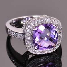 Amethyst and White Sapphire Cocktail Ring – Louis XV Jewelers Purple Diamond Ring, Purple Diamond, Jewelry Ideas, Diamond Ring, Engagement Ring, Amethyst, Ring Size, Fine Jewelry, Diamonds