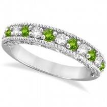 Peridot & Diamond Ring Anniversary Band 14k White Gold (0.30ct) Affordable Diamond Rings, Sardonyx Stone, August Birthdays, Peridot Rings, Mother's Ring, August Birthstone Ring, Peridot Jewelry, White Gold Set, August Birthstone