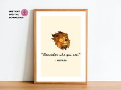 a framed poster with a lion's head and the words, i wonder who you are