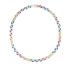 925 Sterling Silver Rainbow Enamel Miami Cuban Necklace with Box Lock / Rhodium Plated / Length 18-22" Perfect to wear alone or with your favorite charms. Color: Silver/Rainbow Style :Miami Cuban Chain Length: 18 & 22" Premium Lobster Clasp for added safety ◈Feel free to message us with any questions you may have ◈ ◈FREE SHIPPING! Comes in a Premium Gift Box!◈ ◈Shop with confidence knowing that the items you purchase here are always solid Silver 925 Italy ◈ Multicolor Necklace With Silver Chain As Gift, Multicolor Necklaces With Silver Chain As Gift, Multicolor Necklaces With Silver Chain For Gifts, Cuban Necklace, Rainbow Style, Rainbow Fashion, Miami Cuban, Premium Gift, Cuban Chain