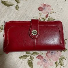 Nwot Used 1 Week For Vaca. High Grade Red Leather Wallet With Strap And Many Compartments. 2 Id Holders, Zippered Compartments. Heavy Duty Red Beautiful Wallet Or Clutch. Vintage Red Bifold Wallet, Red Vintage Bifold Wallet, Red Vintage Leather Wallets, Classic Red Coin Purse For Daily Use, Vintage Red Coin Purse For Daily Use, Wallet With Strap, Leather Clutch Wallet, Id Holder, Clutch Wallet