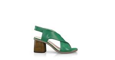 Formal Green Leather Slingback Sandals, Elegant Green Leather Slingback Sandals, Green Leather Slingback Sandals, Green Leather Ankle Strap Slingback Sandals, Green Leather Slingback Sandals With Ankle Strap, Green Leather Slingback Sandals For Beach, Green Open Toe Sandals With Leather Sole, Green Leather Sole Open Toe Sandals, Green Leather Closed Toe T-strap Sandals