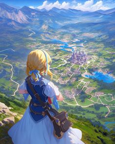 the legend of zelda looking down at a city