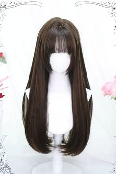 Fabric: Polyester, High Temperature Wire Color: Brown/Black Style: Sweet Clothing Type: Wig Include: Wig*1 (Any of the accessory is not included.) Cute Wigs, Brown Hair Wigs, Pretty Wig, Brown Long Hair, Kawaii Hair Accessories, Kawaii Wigs, Hair Color Underneath, Long Hair Wigs, Cosplay Hair