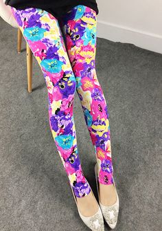 Colorful Elastic Plus Size 9/10 Milk Silk Pants Casual Multicolor Floral Print Pants, Trendy Summer Leggings With Elastic Waistband, Spring Multicolor Print Pants With Elastic Waistband, Multicolor Floral Print Pants For Spring, Spring Multicolor Floral Print Pants, Multicolor Printed Pants For Spring, Trendy Multicolor Floral Print Bottoms, Trendy Multicolor Floral Print Pants, Spring Multicolor Print Pants