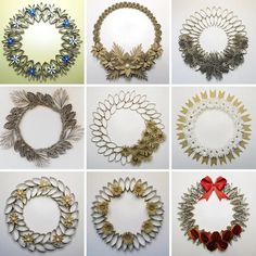 six different types of wreaths with bows on them