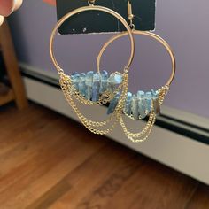 Lulu’s Crystal Stone Hoop Earrings Never Been Worn Adjustable Hoop Earrings For Party, Adjustable Party Hoop Earrings, Stone Hoop Earrings, Beaded Jewelry Earrings, Wire Wrap Jewelry Designs, Gemstone Hoop Earrings, Earring Designs, Wrap Jewelry, Funky Jewelry