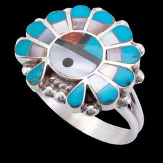 Zuni Sterling Silver Multi-Color Inlay Sunface Ring By E.R. Ring size: 7.00 Turquoise Ring Silver, Native Jewelry, Toddler Shoes, Women Accessories Jewelry, Jewelry Sales, Women's Jewelry, Women's Accessories, Jewelry Accessories, Jewelry Rings