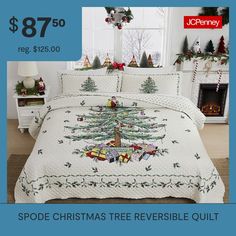 a christmas tree reversible quilt is on sale for $ 78 95 reg $ 350 00