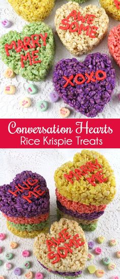 conversation hearts rice krispie treats for valentine's day or any other special occasion