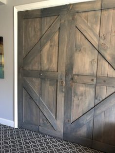 an open barn door in a bedroom