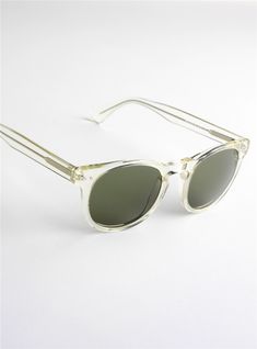 Semi-round Sunglasses in Champagne with Green Lenses - The Ben Silver Collection Ben Silver, Transparent Sunglasses, Color Sunglasses, Mens Sunglasses Fashion, Green Lenses, Sunglasses Uv Protection, Silver Collection, Idea Board, Sunglasses Fashion