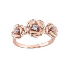 Charming and elegant, this Stella Grace flower ring complements your look beautifully. Charming and elegant, this Stella Grace flower ring complements your look beautifully.Click on this JEWELRY & WATCHES GUIDE to learn about fit, styles, materials and more! Width: 1.7 mm Metal: sterling silver Plating: 18k rose gold flash plated Finish: polished Packaging: boxedSTONE DETAILS Stone type: lab-created white sapphire Total weight: 1/10 ct. Shape: round Setting: prong Gemstones may have been treated Elegant Yellow Gold Flower Ring With Brilliant Cut, Elegant Flower Shaped Ring With Brilliant Cut, Fine Jewelry Rose Gold Cluster Ring With Brilliant Cut, Elegant Yellow Gold Flower Ring With Prong Setting, Luxury Rose Gold Flower Ring With Brilliant Cut, Elegant Flower-shaped Diamond Ring For Anniversary, Elegant Flower-shaped Diamond Ring With Brilliant Cut, Elegant Flower Shaped Diamond Ring With Brilliant Cut, Elegant Rose Cut Diamond Flower Ring For Formal Occasions