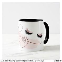 Lash Boss Makeup Eyebrow Eyes Lashes Rose Gold Mug Esthetician Salon, Boss Makeup, Lash Boss, Gold Mug, Eyes Lashes, Eyebrow Hacks, Water Flask, Lash Salon, Lash Business