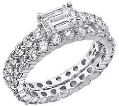 This eternity band set features cubic zirconia Diamonique simulated diamonds that sparkle all of the way around, setting you up for a lifelong love affair -- with your jewelry. Eternity Band Set, Silver Eternity Ring, Eternity Rings, Eternity Band Ring, Shopping Event, Ring Size Guide, East West, Eternity Band, Eternity Bands