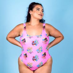 Major 80s beach vibes alert! Dive into sun-soaked adventures with our Barbie™ California Swimsuit! This swimsuit is your ticket to turning heads at the beach or by the pool, with its bright colors and stand out all-over print pattern featuring Barbie, Ken, Midge and Christie, this swimsuit is an 80s Barbie fan's dream. Featuring a square neck and a flattering high leg cut. Get summer ready, it’s never too early. Pair our Barbie California Dream Beach Towel and Barbie California Dream Tote Bag fo Trendy Printed One-piece Swimwear, Playful Graphic Print Swimwear, Trendy Multicolor Printed Swimwear, Retro Pink Swimwear For Beach Party, Retro Pink Swimwear For The Beach, Retro Pink Swimwear For Beach, Playful Printed Swimwear For The Beach, Playful Printed Swimwear For Beach, Playful Printed Beach Swimwear