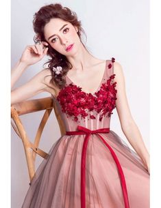 Red A-line V-neck Floor-length Formal Dress With Appliques Lace Red V-neck Evening Dress For Banquet, Red V-neck Evening Dress For Prom, Red V-neck Gown For Banquet, Burgundy V-neck Evening Dress For Prom, Red V-neck Evening Dress For Prom Season, Red Lace V-neck Dress, Red V-neck Gown For Gala, Dress Red Long, Red Long Dress