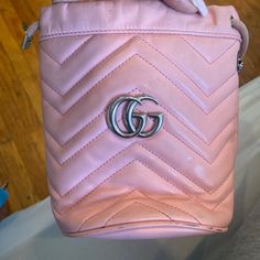 Pink Used Gg Marmont Mini Gg Marmont Mini Bucket Bag, Gucci Mini Marmont, Gucci Messenger Bags, Gg Marmont Mini, Gucci Mini, Gucci Crossbody Bag, Mini Bucket Bag, Gucci Crossbody, Mini Bucket Bags