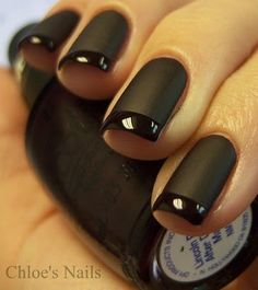 This would be beautiful with any color. Remember,  turn a gloss color Matte by adding corn starch!  This is SOOO COOL! Black French Manicure, French Manicure Nail Designs, Manikur Kuku, Manicure Nail Designs, French Manicure Nails, Manicure Tips, Her Nails, Gel Liner, Manicure Y Pedicure