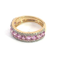 Introducing our exquisite 14k Solid Yellow Gold Diamond Pink Sapphire Ring, a captivating piece that effortlessly combines elegance and sophistication HIGH QUALITY AND UNIQUE DIAMOND RING This modern and on-trend design is crafted from genuine 14k Solid Gold Item number: GDR239  Sizes: available in 6 Metal: 14k Solid Gold Purity: 14K (Stamped for Authenticity)  Processing time: 1-2 business days FAST SHIPPING - Gold Jewelry Store NY sells only authentic solid 14K Gold. - We do not sell gold plat Luxury Pink Sapphire Rings With Gemstone, Luxury Pink Sapphire Ring With Vvs Clarity, Exquisite Pink Sapphire Rings For Formal Occasions, Exquisite Pink Sapphire Rings For Formal Events, Luxury Vvs Clarity Pink Sapphire Ring, Formal Brilliant Cut Pink Sapphire Rings, Fine Jewelry Pink Sapphire Diamond Ring In White Gold, Fine Jewelry White Gold Pink Sapphire Diamond Ring, Pink Sapphire Diamond Ring In White Gold