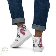 Stand out & make a statement with these Men’s High Top Canvas Shoes 🔥 WHY YOU’LL LOVE IT: ✓ 100% polyester canvas upper side ✓ Ethylene-vinyl acetate (EVA) rubber outsole ✓ Breathable lining, soft insole ✓ Faux leather top cap ✓ Padded collar, lace-up front ✓ Printed, cut, and handmade to order Made from premium materials, these durable and breathable Men’s High Top Canvas Shoes are stylish and the ideal piece for completing an outfit. Art & Design Copyright ©2024 Art By Jen Duran, All rights r Trendy Slip-on High-top Sneakers With Rubber Sole, Trendy Custom Sneakers With Speckled Midsole, Trendy Custom Sneakers With Rubber Sole And Round Toe, Trendy Custom Sneakers With Rubber Sole, Trendy Custom Sneakers With Rubber Sole For Spring, Spring Urban Custom Sneakers With White Sole, Trendy Custom Sneakers With Speckled Midsole For Spring, Trendy Custom High-top Sneakers For Spring, Trendy White High-top Custom Sneakers