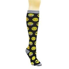 Emoji Face Pattern Socks from the Socks Panda (Knee High) from the Sock Panda Casual Multicolor Stretch Knee-high Socks, Casual Comfortable Knee-high Socks, Playful Fitted Winter Socks, Casual Comfortable Thigh High Socks, Stretch Multicolor Thigh High Socks, Stretch Multicolor Knee-high Socks, Breathable Comfortable Knee-high Socks, Multicolor Stretch Thigh High Socks, Multicolor Stretch Knee-high Socks