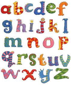 the alphabet is made up of colorful letters and numbers with different designs on them,