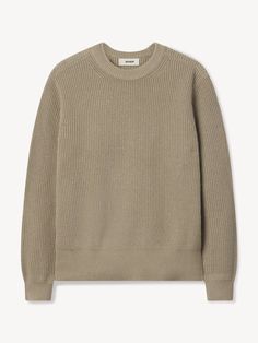 Jersey knit crewneck sweater in richly textured homespun cotton rib. Ideal for year-round wear. | Buck Mason Men's Seafarer Rib Crewneck Sweater in Tundra, Size XL | Cotton Buck Mason Mens, Jefferson White, Buck Mason, Usa Tee, Linen Shop, Knit Crewneck, Mens Spring, Outerwear Sweater, Crewneck Sweater