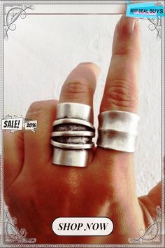 Vintage Silver Distressed Line Pattern Ring Ethnic Jewelry Vintage Handmade Rings For Summer, Vintage Handmade Summer Rings, Bohemian Metal Ring With Oxidized Finish, Bohemian Ring With Oxidized Metal Finish, Bohemian Metal Rings For Summer, Handmade Bohemian Wide Band Ring, Summer Bohemian Metal Rings, Bohemian Metal Rings For Festivals, Bohemian Metal Rings With Unique Design