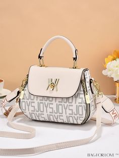 BagForLove - Chic Flap Top Handle Bag with Letter Pattern - Square Design Circle Bag, Geometric Type, Stylish Letters, Details Pictures, Word Wrap, Letter Patterns, Design Product, Square Bag, Square Design