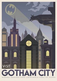 a batman poster with the words visit gotham city