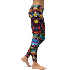 Nice 'n Colorful Our Mandala Collection has been designed with the yogi in mind. In a rainbow of color the geometric configuration of the mandala evolves. Unique and fun these leggings are 100% handmade, squat proof, super soft and comfy. A rainbow of blue, red, yellow, orange, purple and green, the Gearbunch Colorful Mandala Leggings are perfect for yoga, the gym or as your everyday everywhere pant. Be Happy, Be Bright, Be You with Gearbunch Multicolor Stretch Yoga Pants, Multicolor Casual Yoga Pants For Pilates, Casual Multicolor Yoga Pants For Pilates, Casual Multicolor Leggings For Pilates, Multicolor Stretch Yoga Pants For Pilates, Casual Multicolor Yoga Pants, Bohemian Multicolor Yoga Bottoms, Fitted Multicolor Yoga Pants, Multicolor Stretch Yoga Pants For Festivals