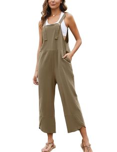 PRICES MAY VARY. Wide Leg Overalls Jumpsuits: Loose fit, comfy, lightweight and breathable fabric Casual Summer Bib Overalls Jumpsuits: Adjustable straps, square neck and back, loose fit mid-rise waist, suitable for most body figures Loose Long Bib Pants Overalls: Two slant pockets, unique tulip hem, basic casual style, cute and comfy Lightweight Loose Overalls Jumpsuit: Casual baggy solid wide-leg cotton linen overalls jumpsuits rompers harem bib pants for women Cotton Linen Overalls Jumpsuits Baggy Cotton Jumpsuits And Rompers For Leisure, Relaxed Fit Casual Overalls For Loungewear, Casual Relaxed Fit Overalls For Loungewear, Solid Color Relaxed Fit Jumpsuit For Leisure, Comfortable Solid Jumpsuits And Rompers With Pockets, Comfortable Leisure Overalls And Rompers, Comfortable Cotton Jumpsuits With Side Pockets, Cotton Solid Color Jumpsuits And Rompers For Loungewear, Cotton Loungewear Jumpsuits And Rompers In Solid Color