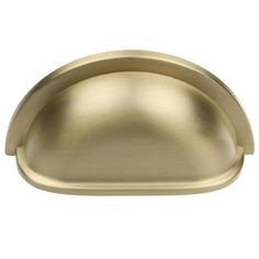 an oval brass door handle on a white background