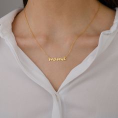 "Gold Name Necklace, Mother's Day gifts , Perfect Personalized Gift For Her * Material: High Quality Solid 925 Sterling Silver * Finish: Sterling Silver ∙ 18K Gold ∙ Rose Gold * All our jewelry is made by hand with Love STERLING SILVER 925 We use real Sterling Silver 925 How to customize Order? 1) Select Color 2) Select Chain length 3) Click \"Add to Cart\" 3) Will need work name or letters write to the text box (like: Alis ♥ Laura -S♥G ) 4) Checkout 5) Complete order Shipping & Package * Yo Word Necklace, Butterfly Necklace Gold, Mama Necklace, Family Necklace, Gold Name Necklace, Silver Chain Style, Personalized Gifts For Mom, Mom Necklace, Cute Necklace