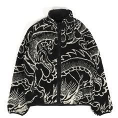 Stussy Dragon Sherpa Jacket, Stussy Sherpa Jacket, Stussy Fleece, Sherpa Jacket Outfit, Dragon Jacket, Dragon Clothes, Stussy Jacket, Graphic Jacket