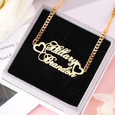 Item: 2023NE0031 Material: Copper. Color: Gold. Process: Gold plated.  Chain Length: 14",16",18",20",22".  Recipient: Women, Mom, Wife, Girl Friend, Children.  Product Type: Personalized Jewelry.  Gift Type: Necklace.  Occasions: Valentine's Day, Mother's Day, Christmas, Birthday, etc.  Necklace Type: Necklace.  Brand: Silviax Jewelry. Personalized Necklace For Valentine's Day, Engraved Name Necklace For Valentine's Day, Valentine's Day Nameplate Jewelry With Names, Valentine's Day Engraved Name Necklace, Personalized Double Heart Name Necklace For Valentine's Day, Personalized Nameplate Heart Necklace For Valentine's Day, Engraved Heart Nameplate Necklace For Valentine's Day, Personalized Nameplate Jewelry For Valentine's Day, Valentine's Day Customizable Nameplate Necklace