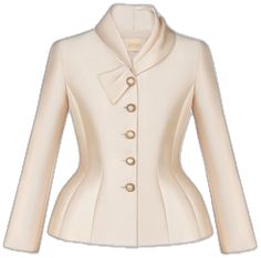 Elegant Semi-formal Blazer With Covered Buttons, Tailored Silk Outerwear With Button Closure, Elegant Spring Formal Outerwear, Elegant Formal Spring Outerwear, Elegant Long Sleeve Blazer With Covered Buttons, Elegant Winter Blazer, Chic Formal Blazer With Covered Buttons, Elegant Beige Single-breasted Outerwear, Luxury Cream Outerwear For Evening