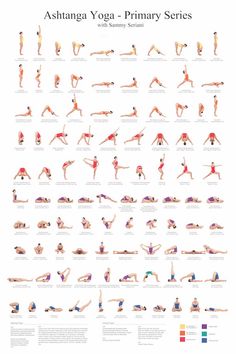 an illustrated poster showing the yoga poses for beginners to do in different positions, including