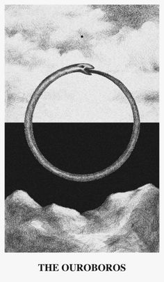 a black and white drawing of a ring in the sky